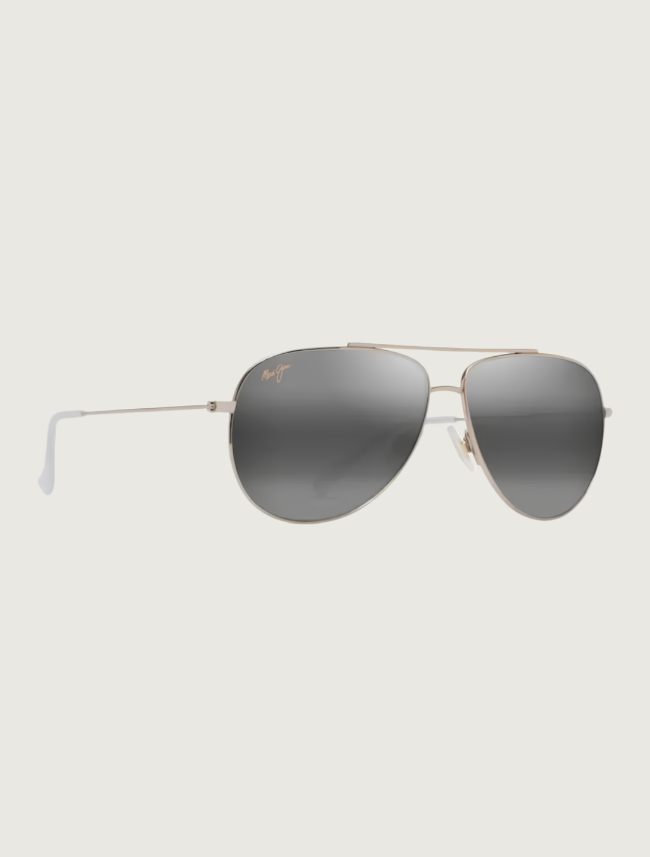 Maui Jim Hau'oli aviator sunglasses in Shiny Light Gold with Crystal / Neutral Grey — quarter view