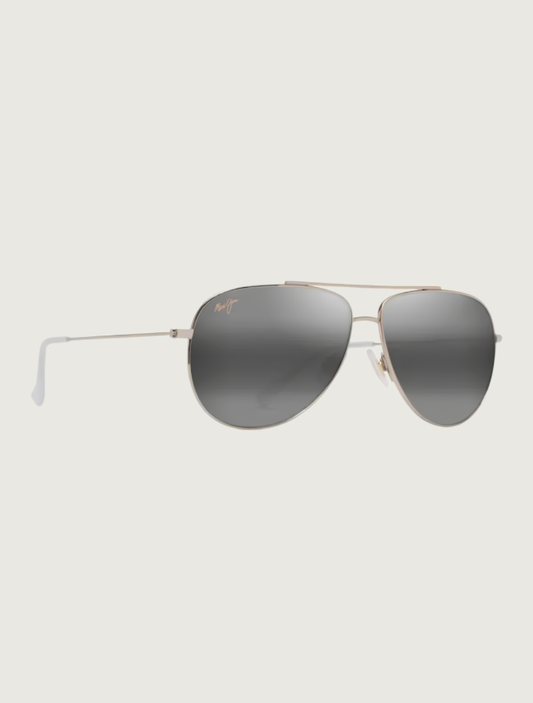 Maui Jim Hau'oli aviator sunglasses in Shiny Light Gold with Crystal / Neutral Grey — quarter view