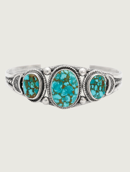 Sterling Silver Three Turquoise Cuff Bracelet