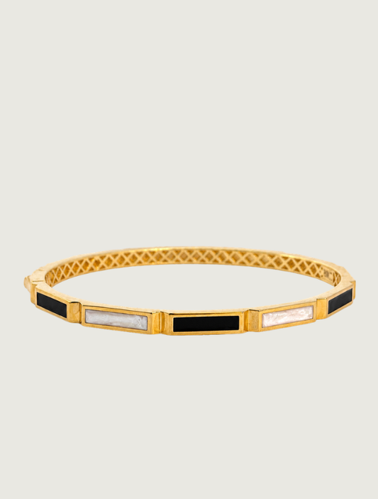 18K Yellow Gold Enamel Bangle Bracelet