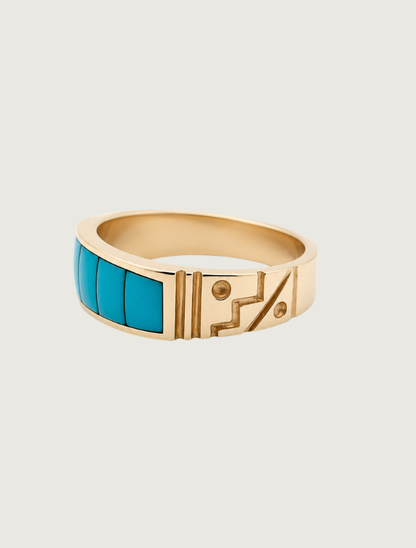 14K Yellow Gold Turquoise Inlay Ring