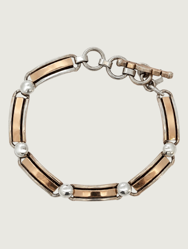 Herbert Begay SS/14KYG Center Dot Narrow Link Bracelet