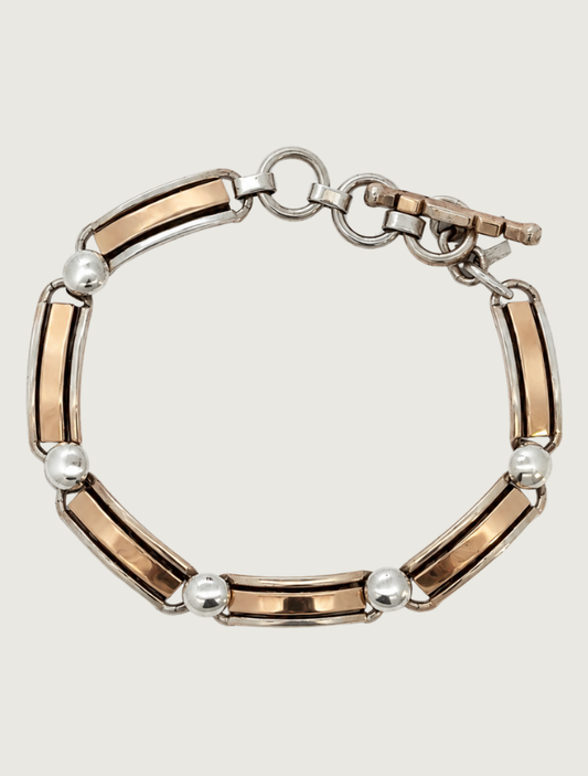Herbert Begay SS/14KYG Center Dot Narrow Link Bracelet