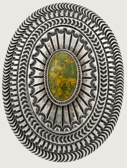 June Delgarito Sterling Silver Turquoise Belt Buckle
