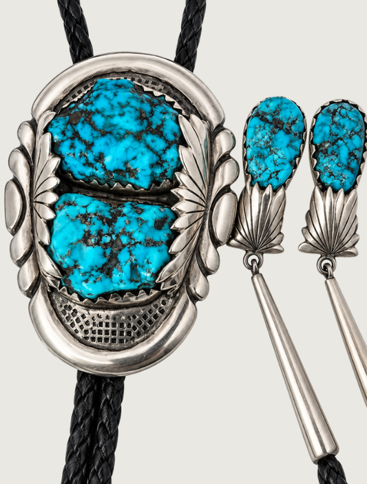 Robert Leekya Sterling Silver Turquoise Bolo Tie