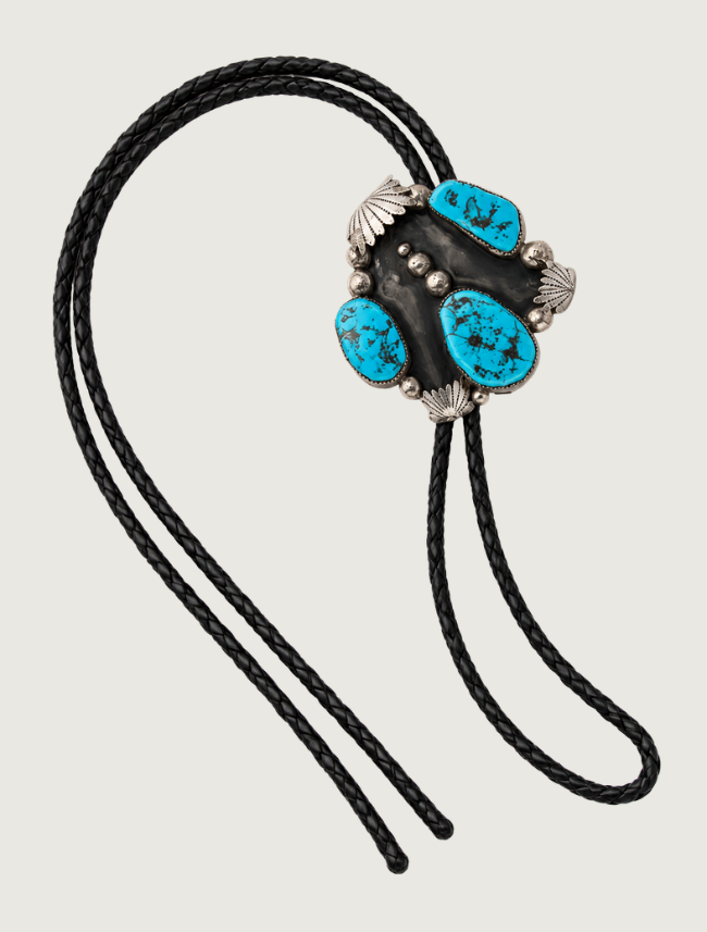 Robert & Bernice Leekya Sterling Silver & Turquoise Bolo Tie