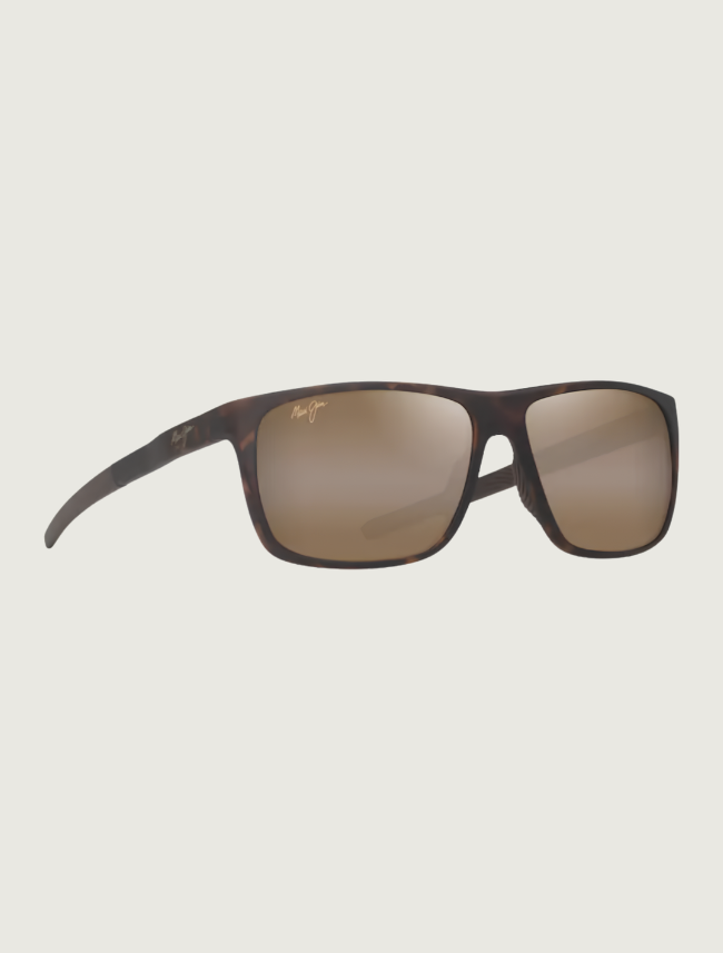 Maui Jim Lehopulu rectangular sunglasses in Matte Dark Havana / HCL Bronze — quarter view