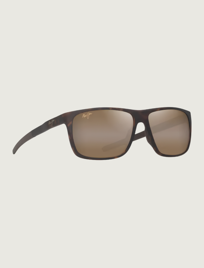 Maui Jim Lehopulu rectangular sunglasses in Matte Dark Havana / HCL Bronze — quarter view