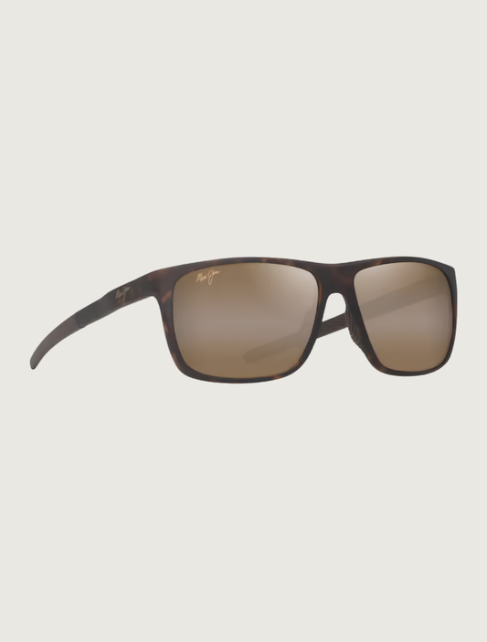 Maui Jim Lehopulu rectangular sunglasses in Matte Dark Havana / HCL Bronze — quarter view
