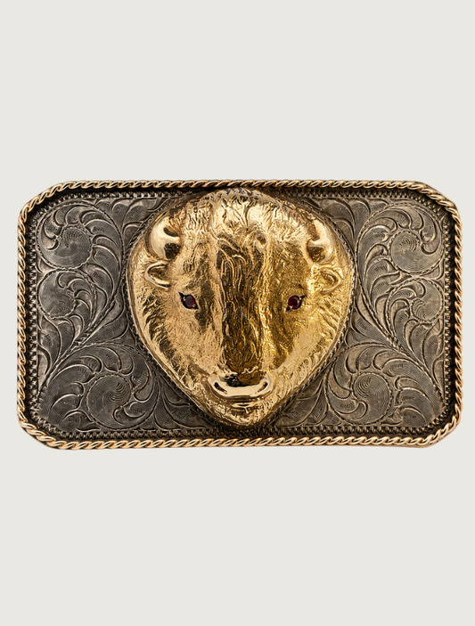 Edward H. Bohlin Sterling Silver / 14K YG Buffalo Head Buckle