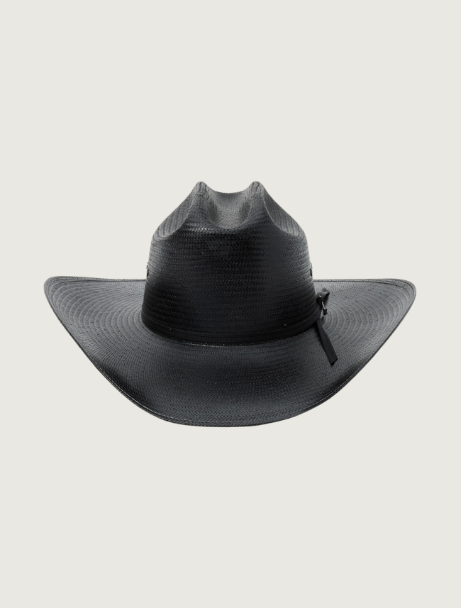 Stetson Coal Mine 10X shantung straw cowboy hat in black — front view