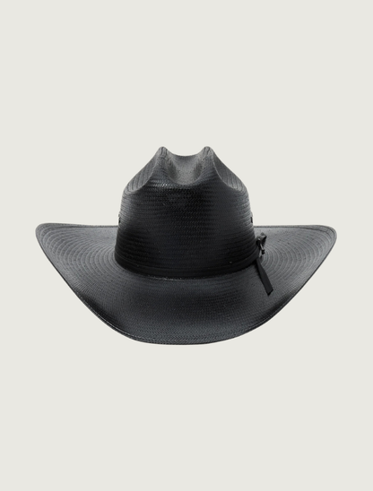 Stetson Coal Mine 10X shantung straw cowboy hat in black — front view