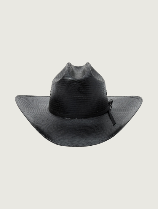 Stetson Coal Mine 10X shantung straw cowboy hat in black — front view