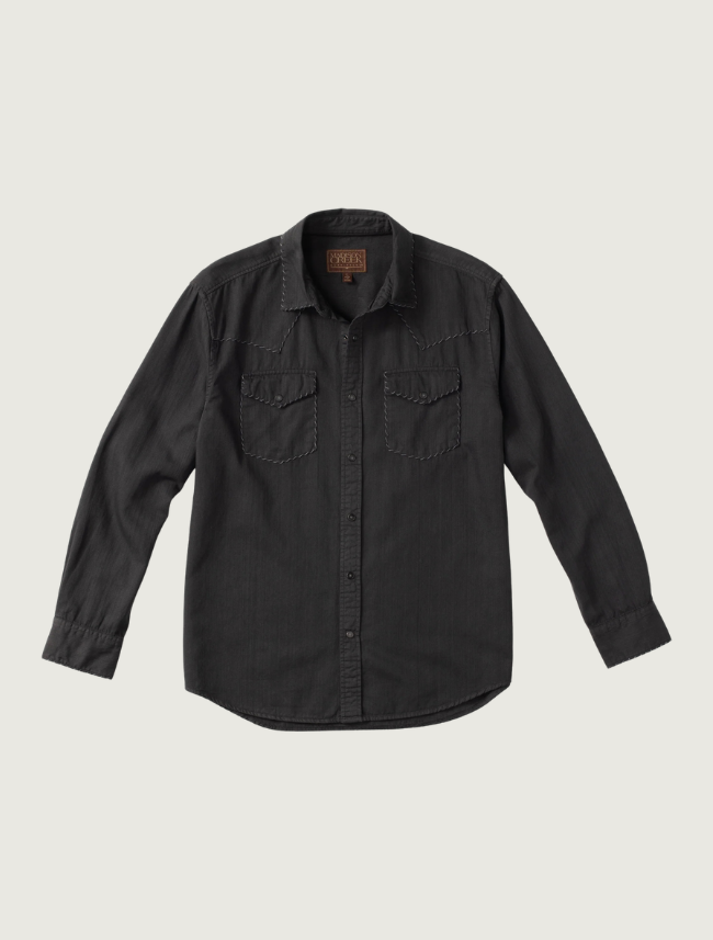 Madison Creek Branson Western Shirt in Black Denim
