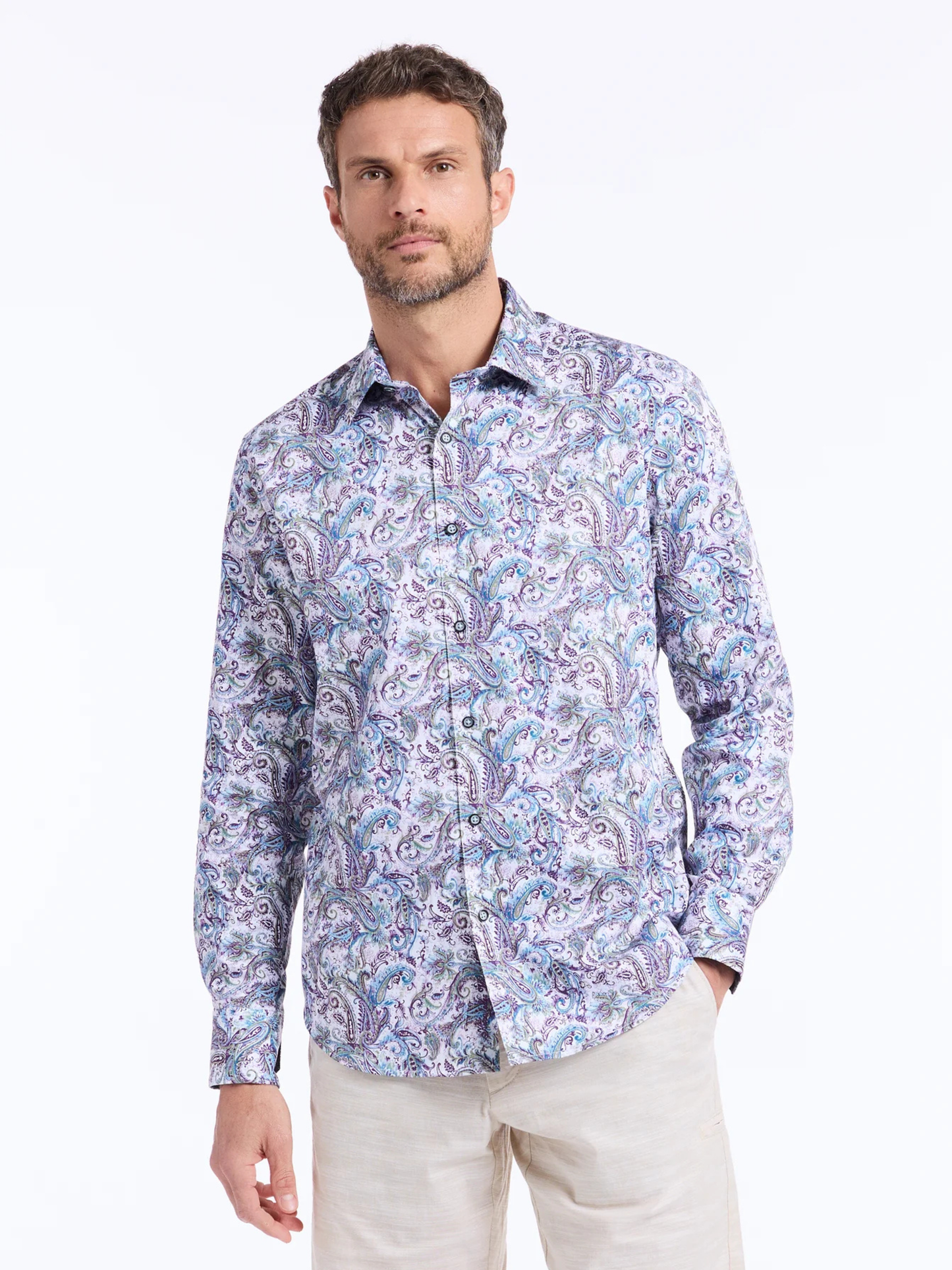 Robert Graham "Buckingham" Long Sleeve Button-Front Shirt