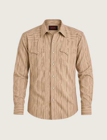 Rock & Roll Denim Men's 2-Pocket Long Sleeve Snap Shirt in Khaki