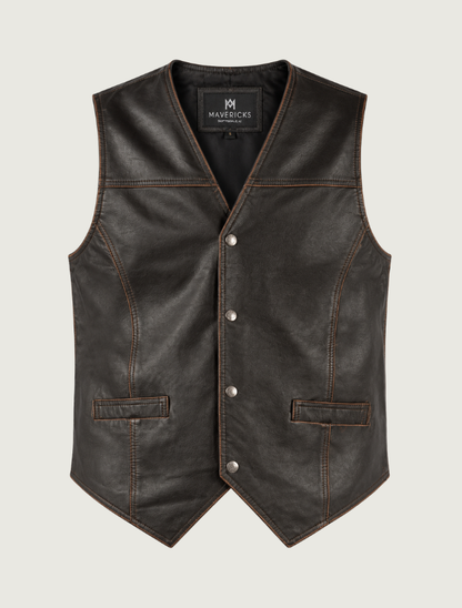 Mavericks Men's Brown Classic Leather Vest