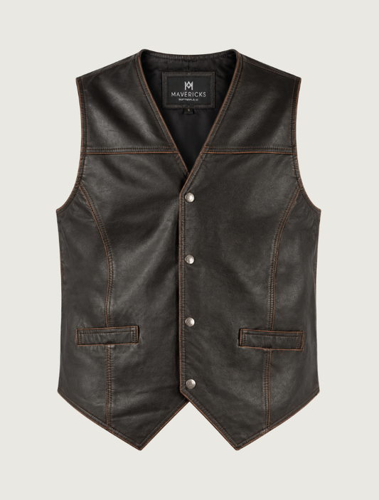 Mavericks Men's Brown Classic Leather Vest