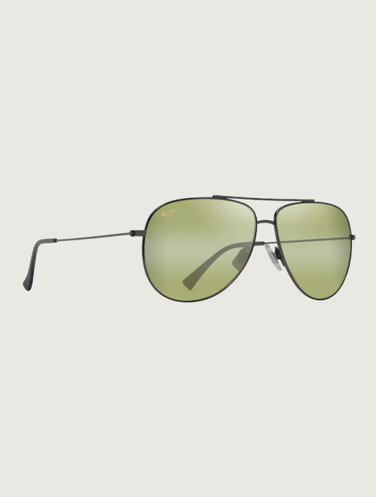 Maui Jim Hau'oli XL aviator sunglasses in Shiny Dark Ruthenium / Maui HT — quarter view