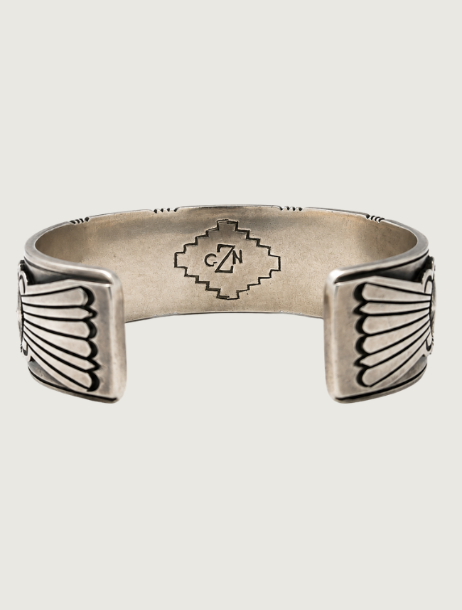 "CZN" Sterling Silver & Square Turquoise Cuff Bracelet
