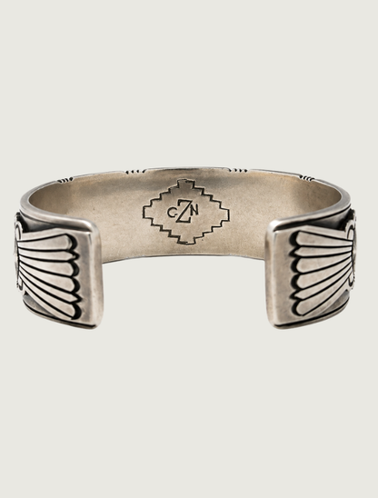 "CZN" Sterling Silver & Square Turquoise Cuff Bracelet