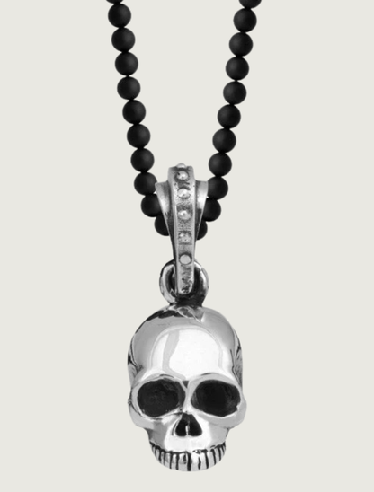 King Baby Hamlet Skull Onyx Bead Necklace