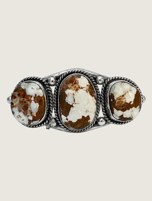 Sterling Silver Tri-Turquoise Cuff Bracelet