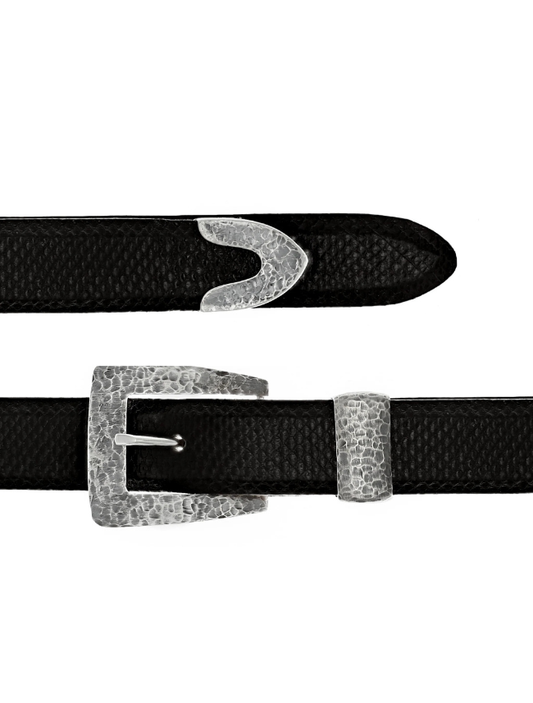 Clint Orms Cochran 1400 Sterling Hand Hammered Dress Buckle Set