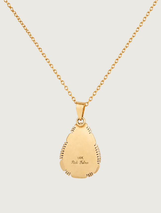 14K Yellow Gold Carico Lake Turquoise Pendant