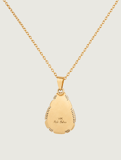 14K Yellow Gold Carico Lake Turquoise Pendant