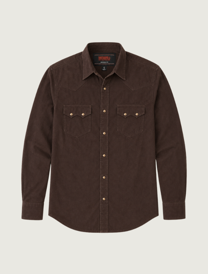 Rock & Roll Denim Men's Dark Brown Corduroy Long Sleeve
