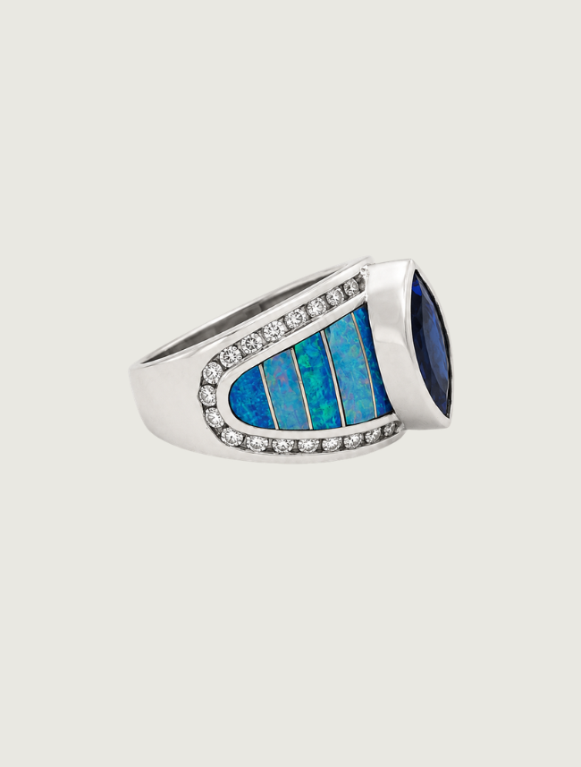 14K WG TZ/OP/DIA Ring (MQ TZ: 2.87ct, D: 0.50ct)