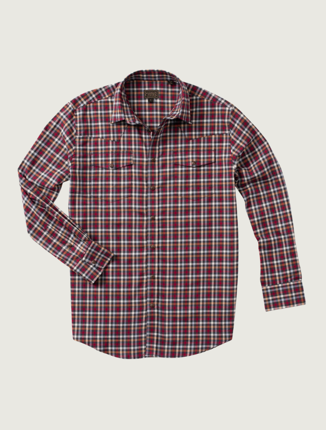 Madison Creek Bisley Western Shirt in Red & Grey Check