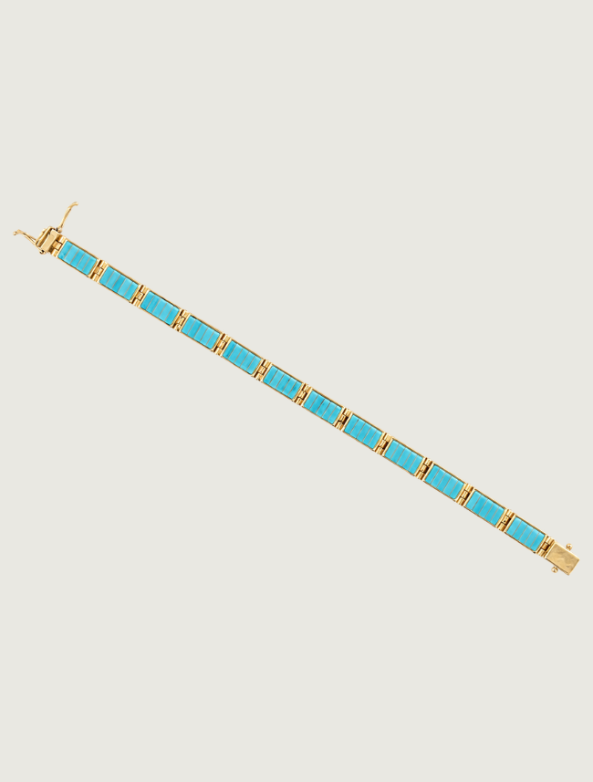 14K Yellow Gold Turquoise Inlay Bracelet