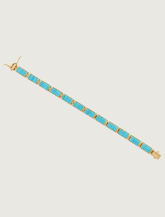 14K Yellow Gold Turquoise Inlay Bracelet