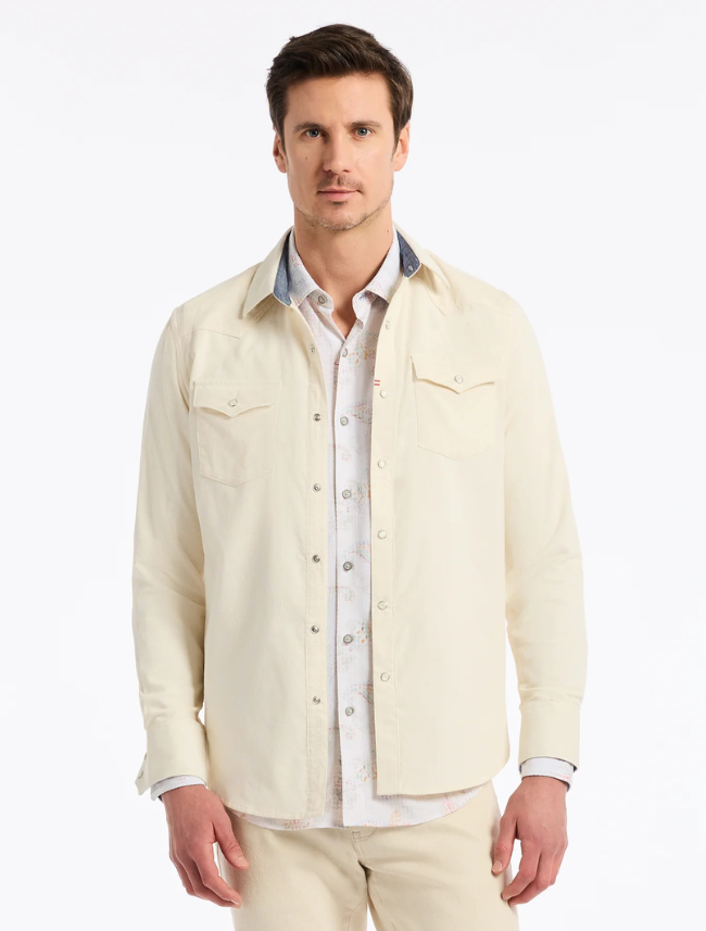 Robert Graham Men's Wyatt Long Sleeve Button Down Shirt in Ivory