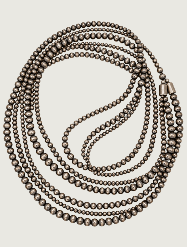 Silver Three-Strand Beaded Necklace