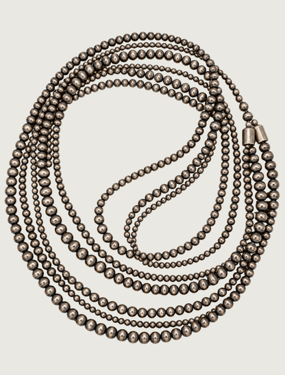 Silver Three-Strand Beaded Necklace