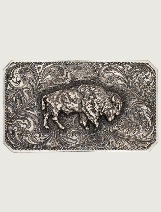 Clint Orms Jasper 1800 Sterling Silver American Bison Trophy Buckle