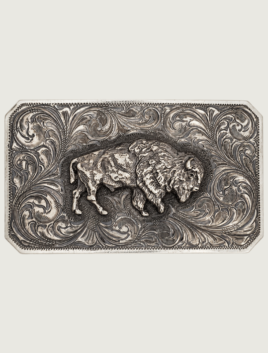 Clint Orms Jasper 1800 Sterling Silver American Bison Trophy Buckle