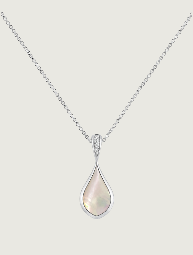 Kabana Rhodium-Plated Sterling Silver Mother of Pearl & Diamond Pendant