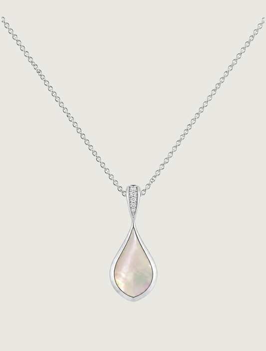 Kabana Rhodium-Plated Sterling Silver Mother of Pearl & Diamond Pendant