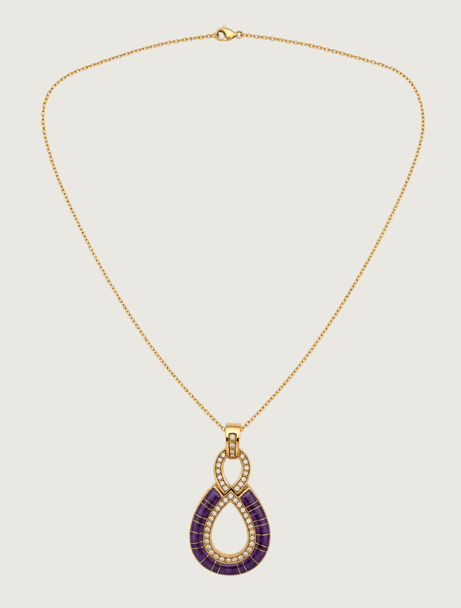 14K Yellow Gold Sugilite & Diamond Pendant