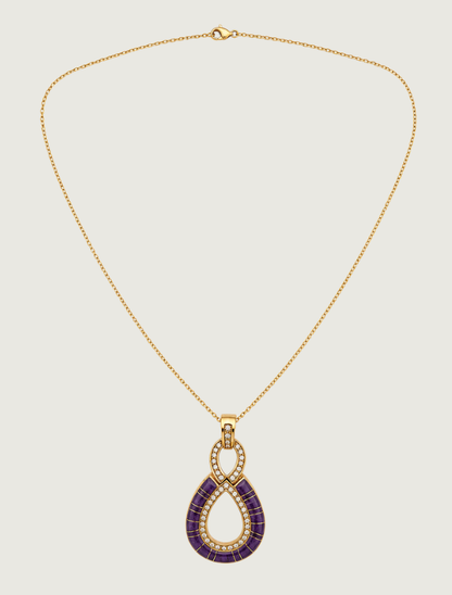 14K Yellow Gold Sugilite & Diamond Pendant