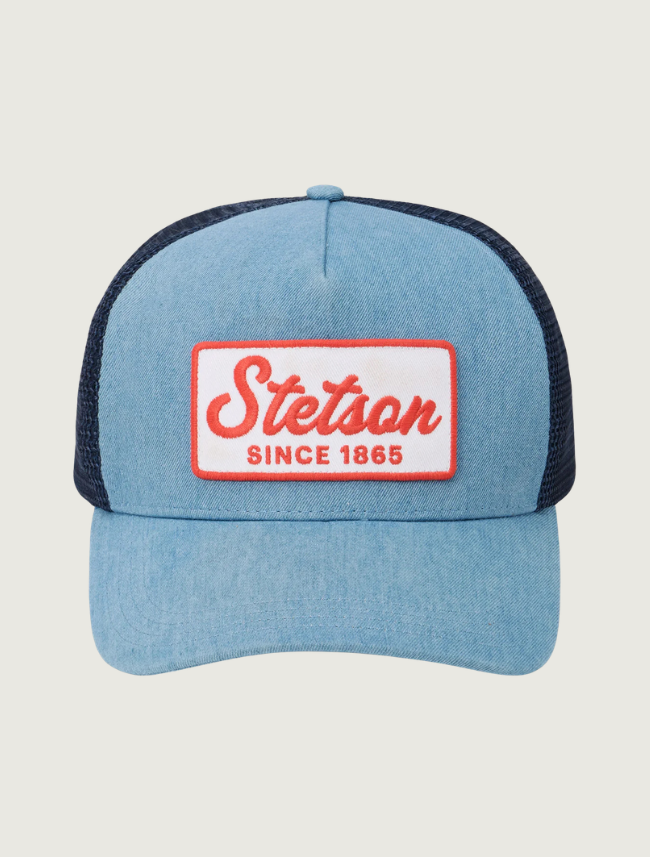 Stetson Washed Denim 1865 Patch Trucker Cap