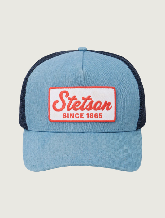 Stetson Washed Denim 1865 Patch Trucker Cap