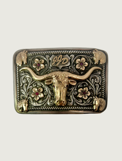 Edward H. Bolin Sterling Silver & 14K Gold Longhorn Belt Buckle
