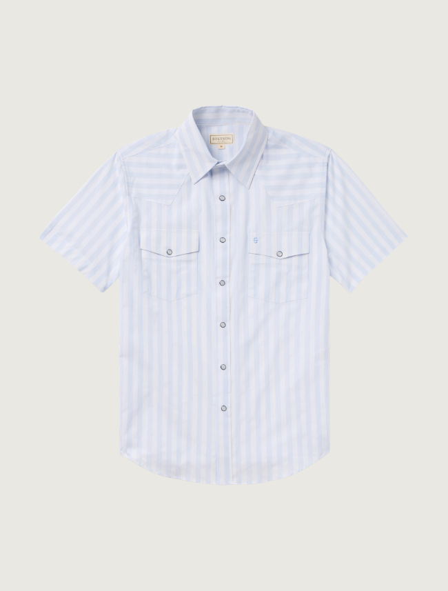 Stetson Men's Stripe Oxford Short Sleeve Western Shirt