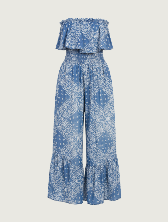 Scully Women's Strapless Ruffle Trim Jumpsuit