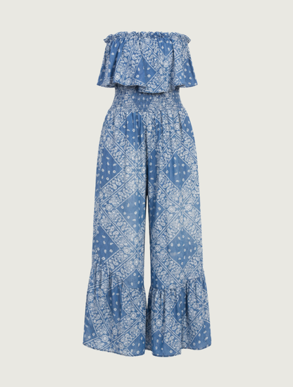 Scully Women's Strapless Ruffle Trim Jumpsuit